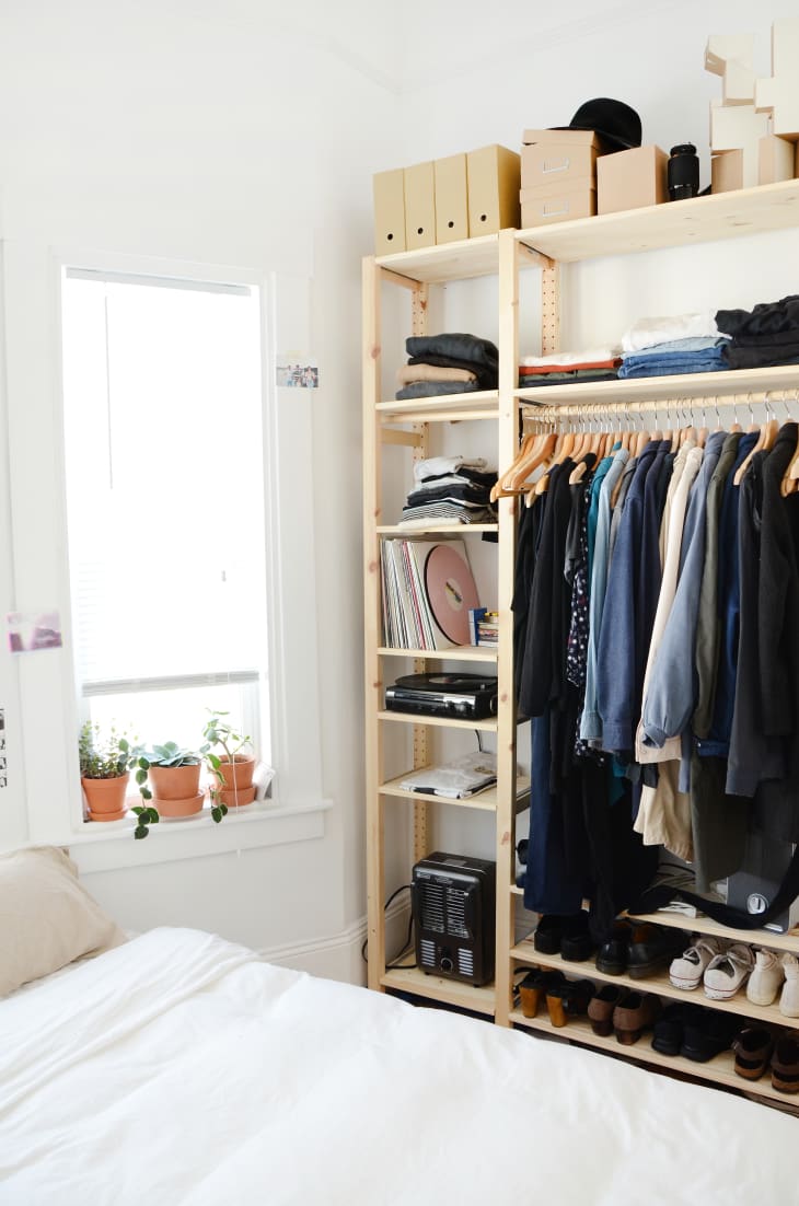 Open shelving units for clothes store